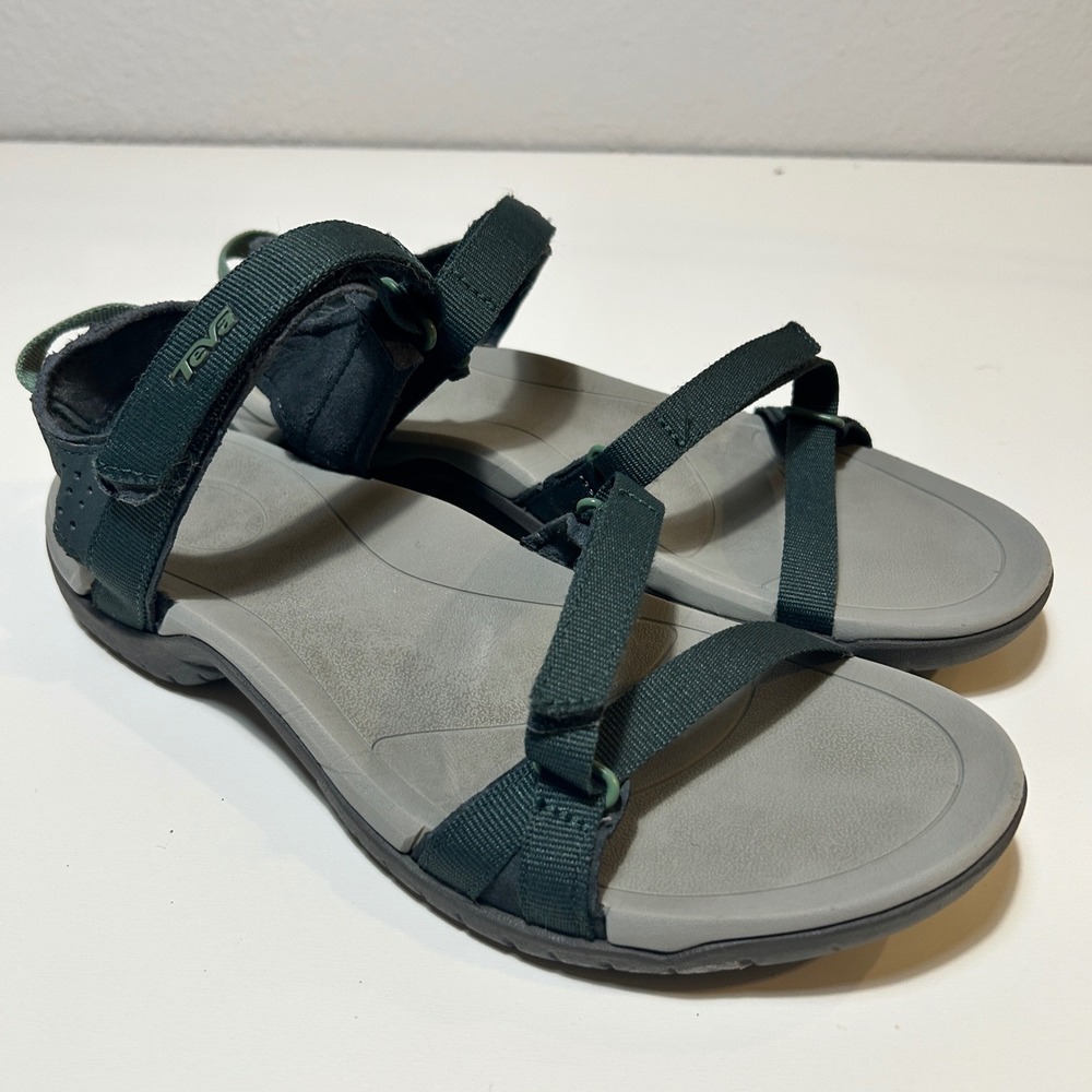 Teva Verra Dark Green Grey Strappy Hiking Sandals Womens 9 1006263
